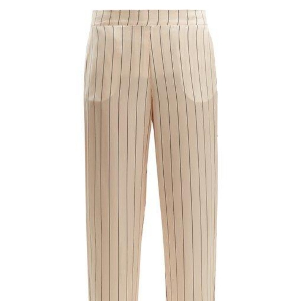 ASCENO Striped sandwashed-silk pyjama pants